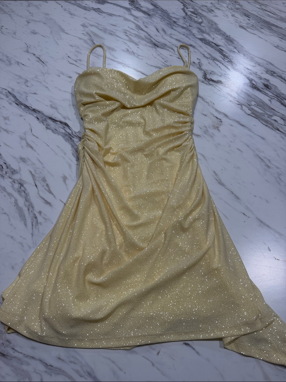 Windsor Shimmery Strapless Pale Yellow Dress